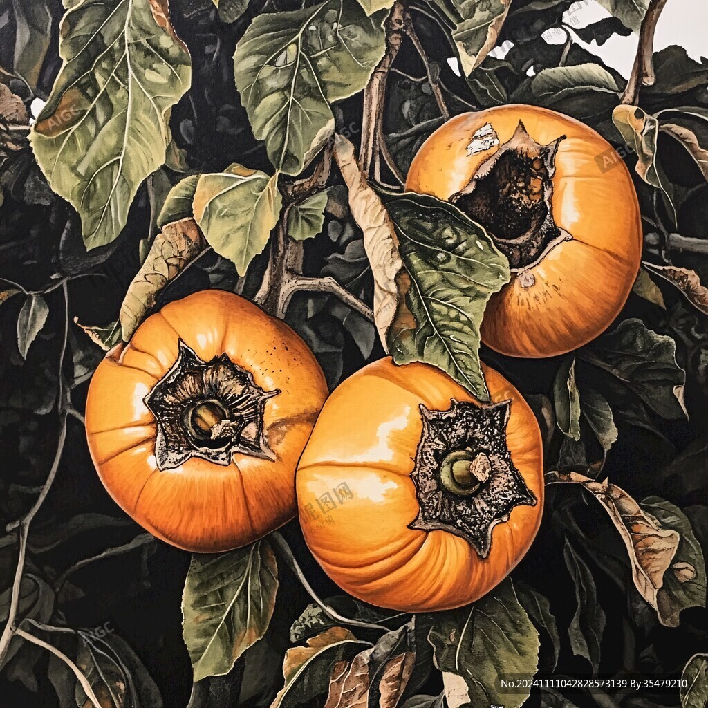 蒲州珠蜜柿插画