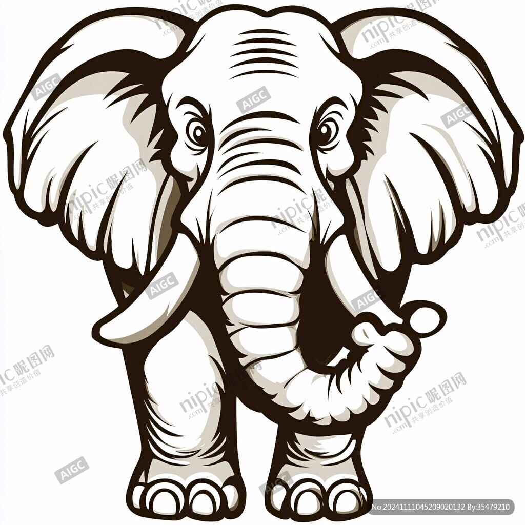 高清手绘大象