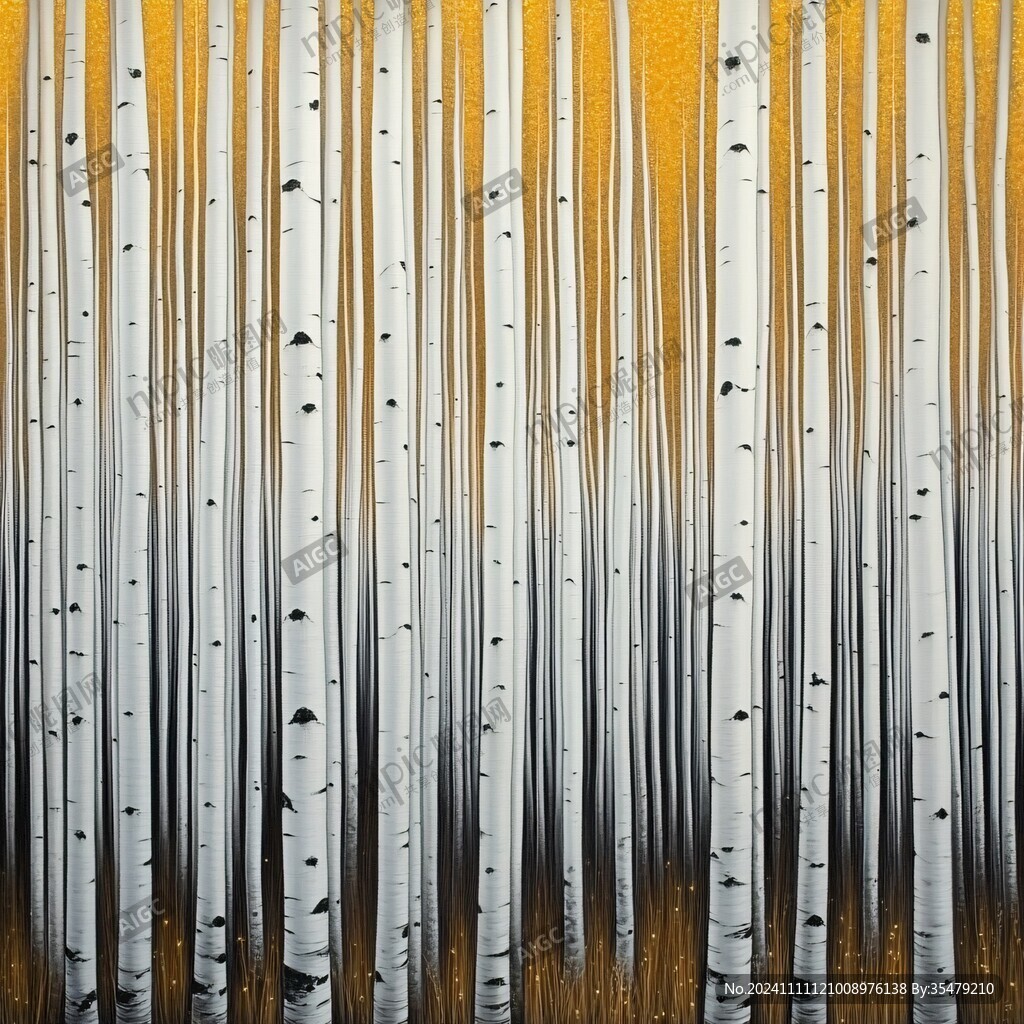 电脑画抽象秋季白桦林