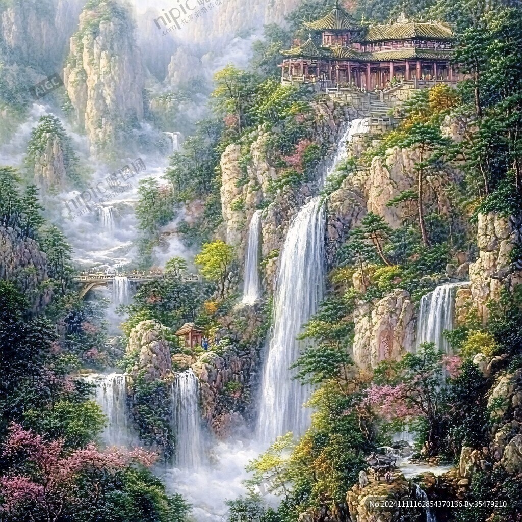 山水深渊建筑立体画