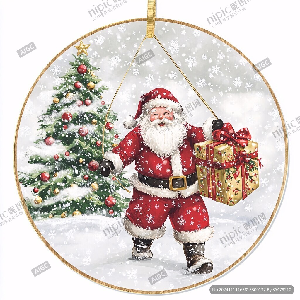 圣诞场景时钟挂画