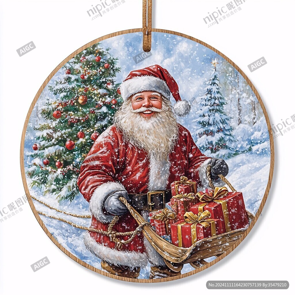 圣诞场景时钟挂画