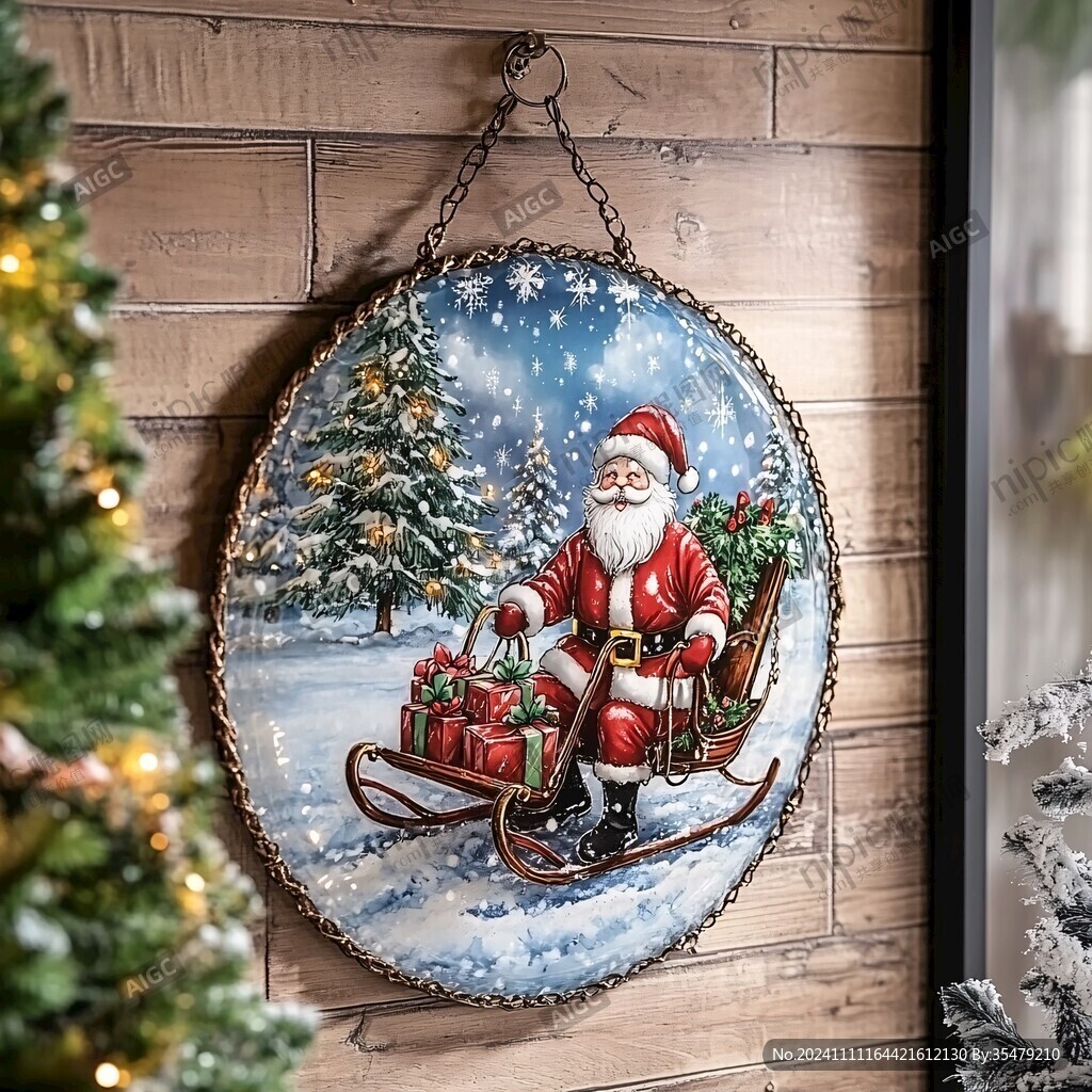 圣诞场景时钟挂画