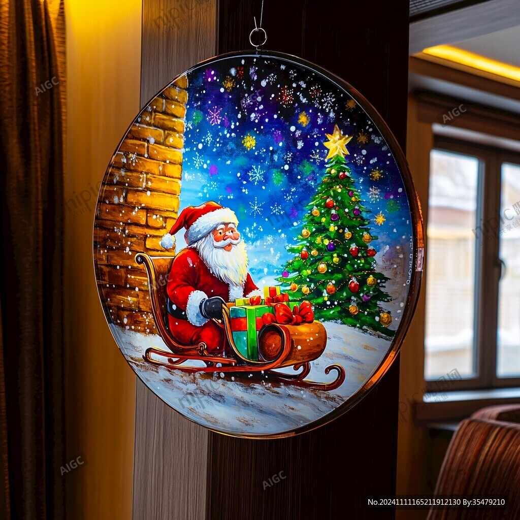 圣诞场景时钟挂画