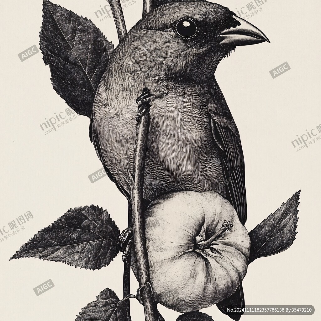 欧美手绘动物花鸟