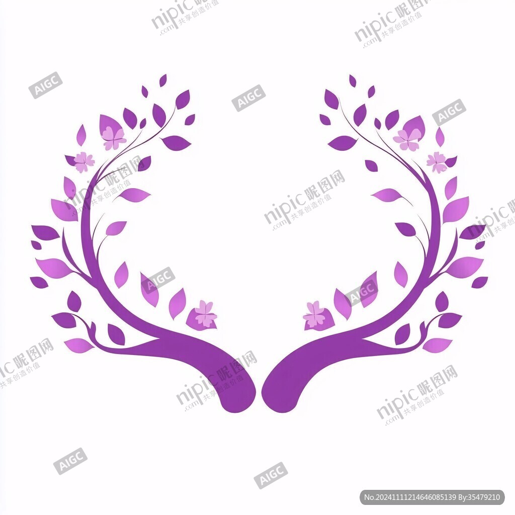 紫色花纹线条婚礼