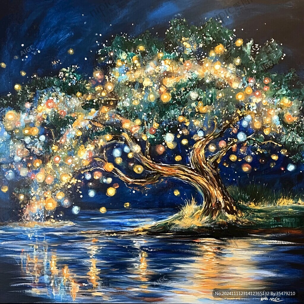 现代画家居饰画树梦幻