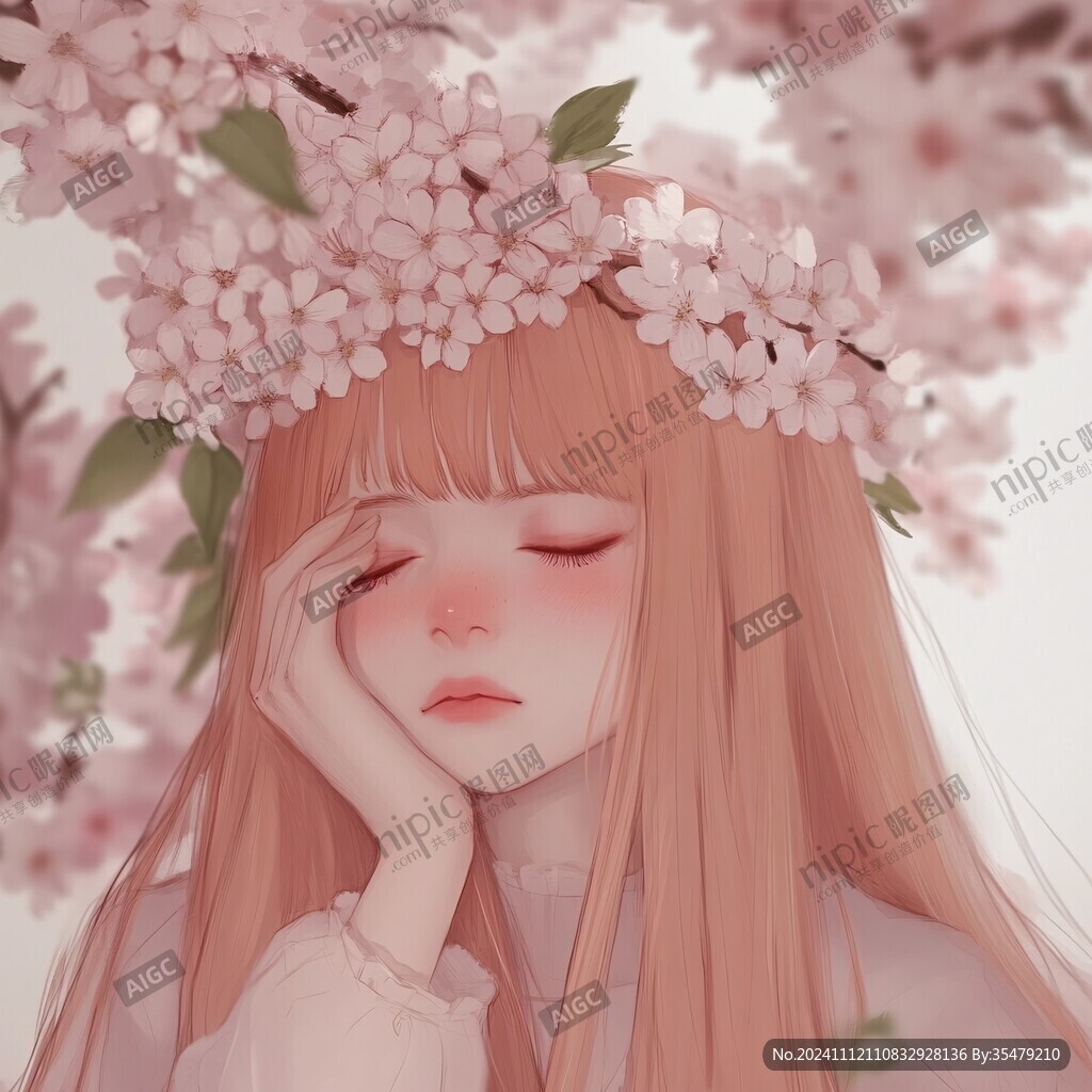 治愈系女孩睡觉春困