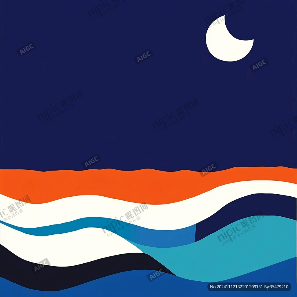 月亮星星海浪logo