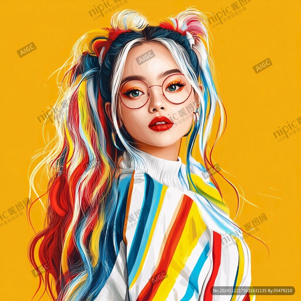 潮流插画美女人物插画