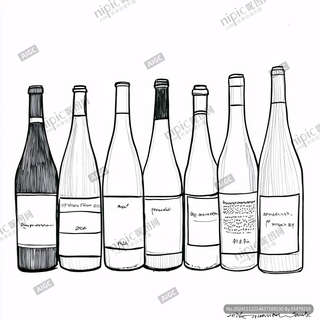 葡萄酒线稿