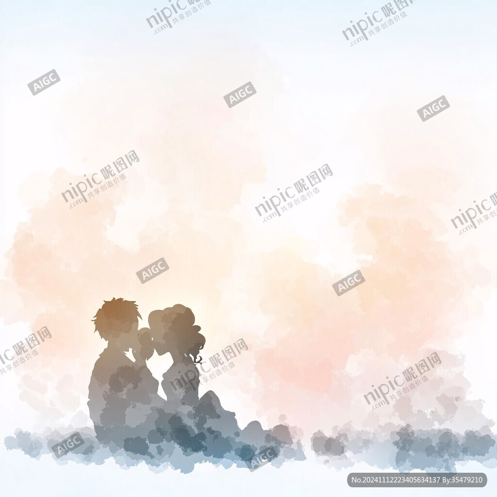 浪漫情侣插画背景