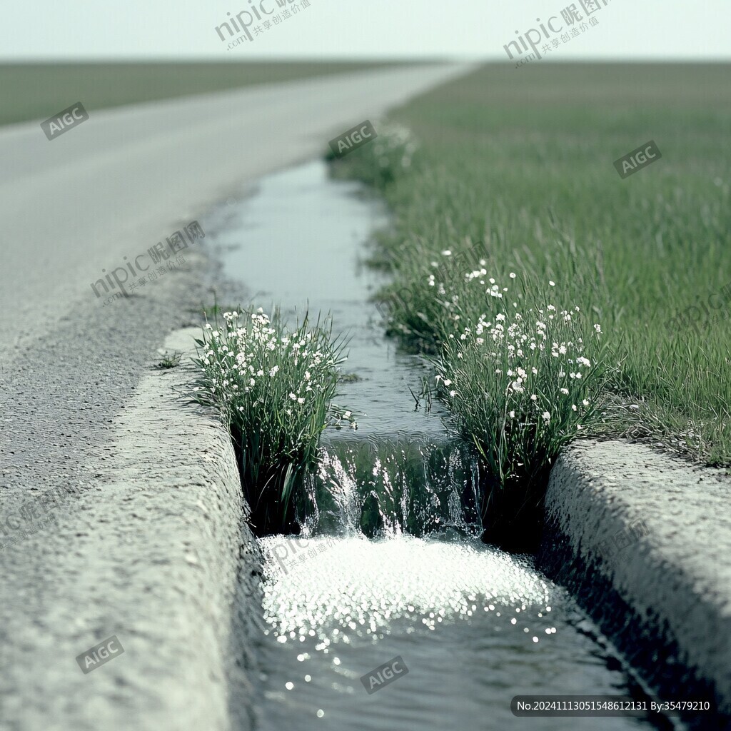 油路上生长的小草