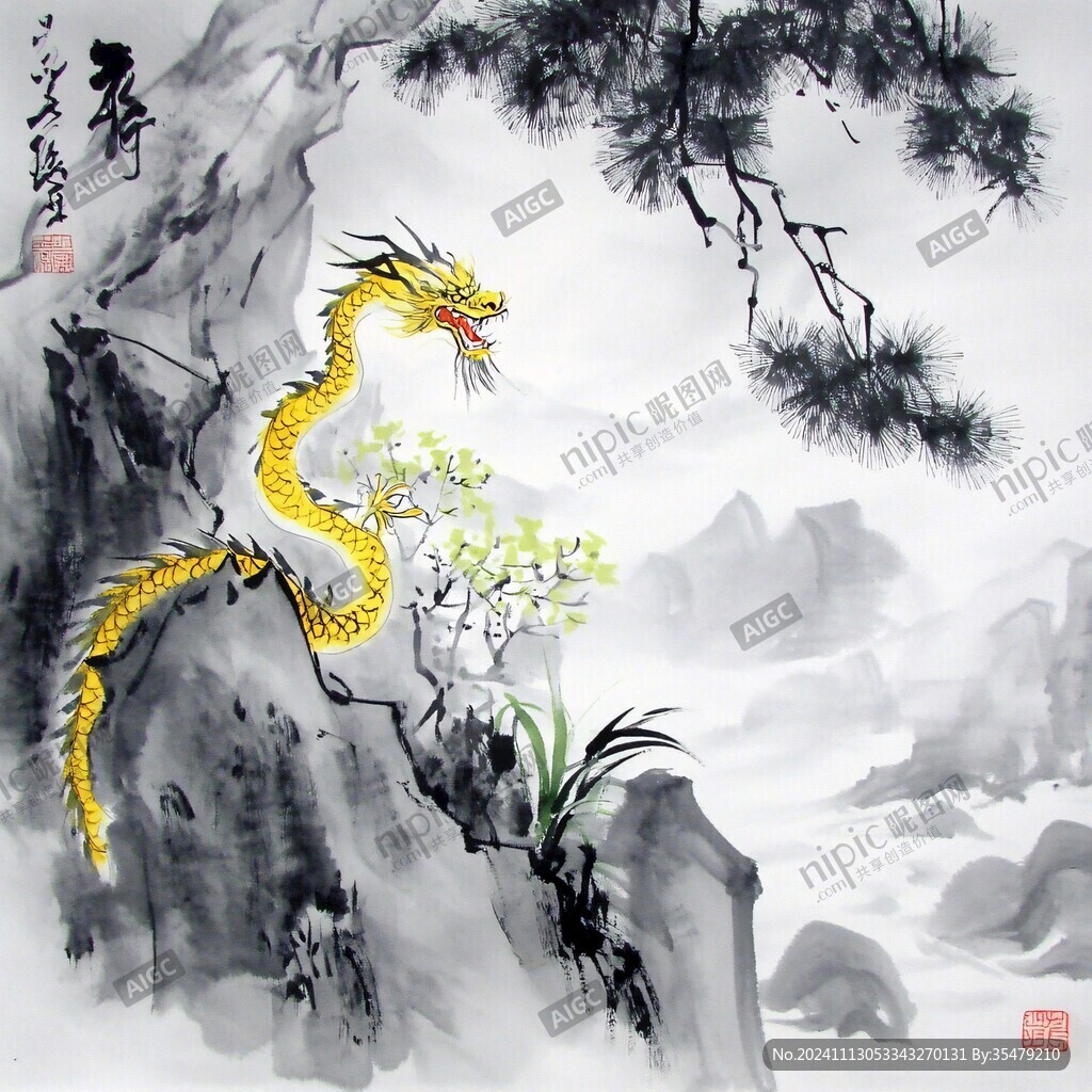 万事兴龙手绘龙