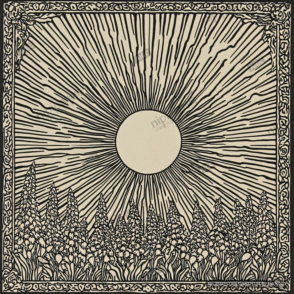 旭日东升线条装饰画