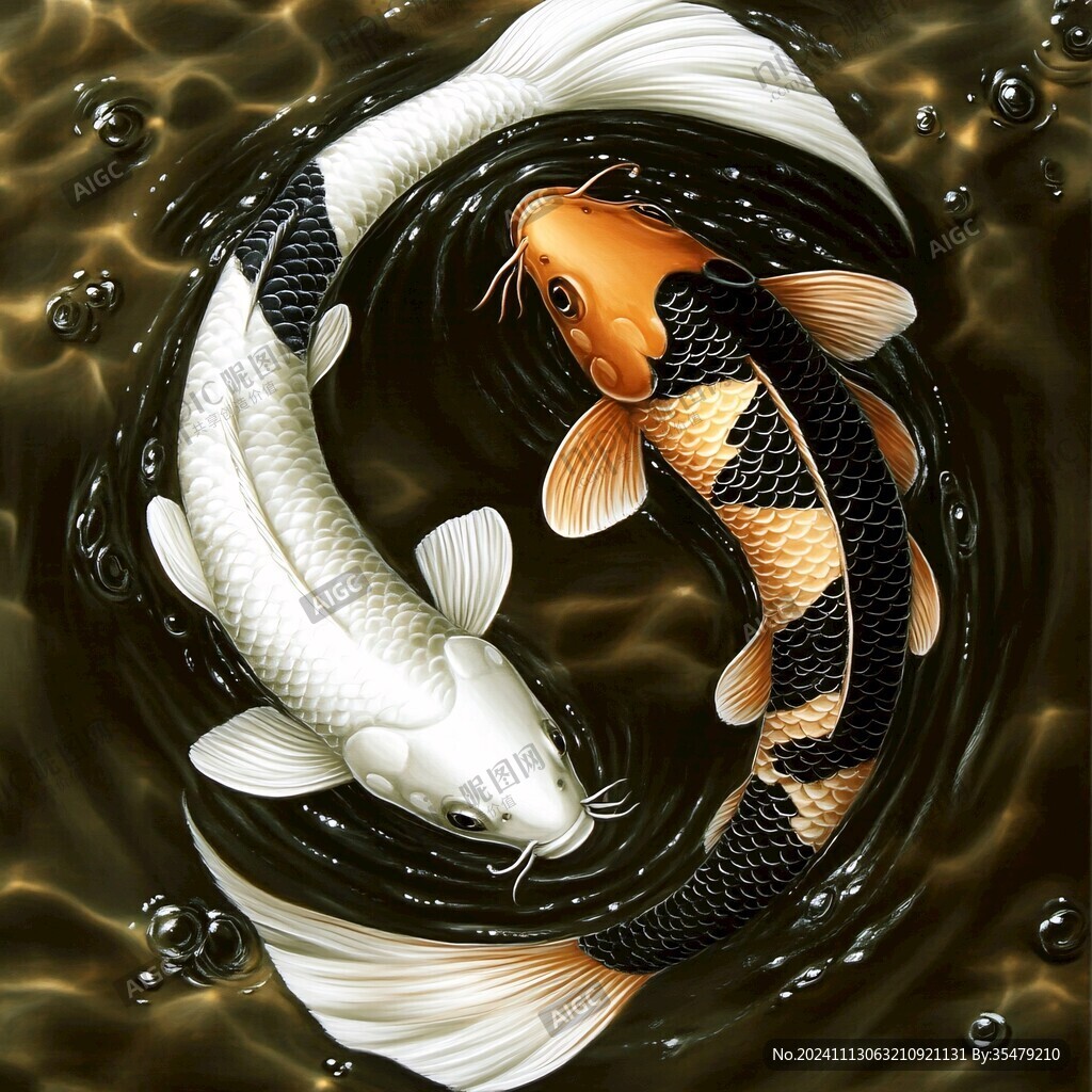 3d荷花鲤鱼圆形画