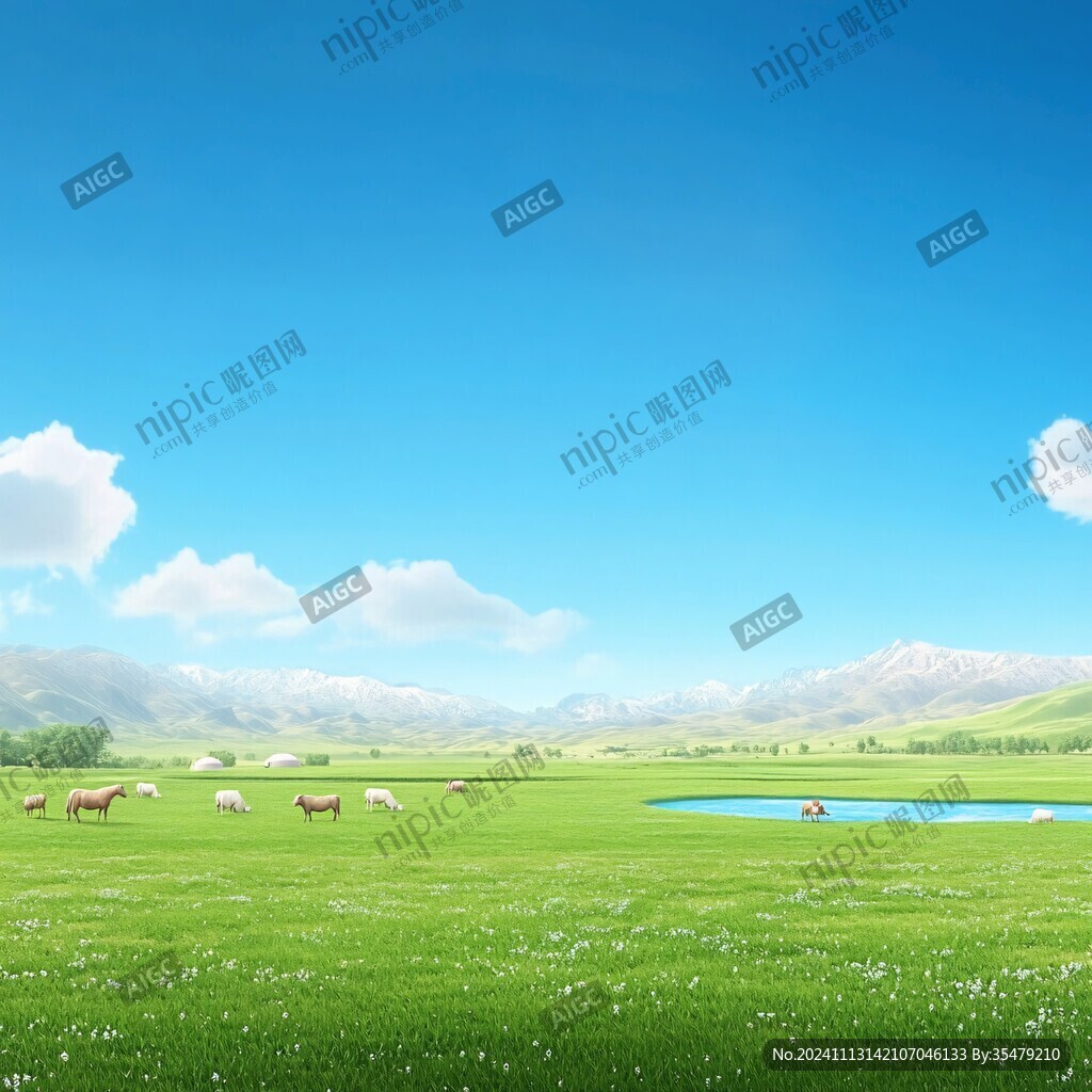 蓝天牧场草地天空云彩