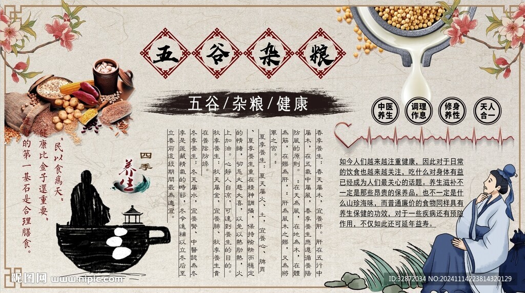 五谷杂粮背景墙