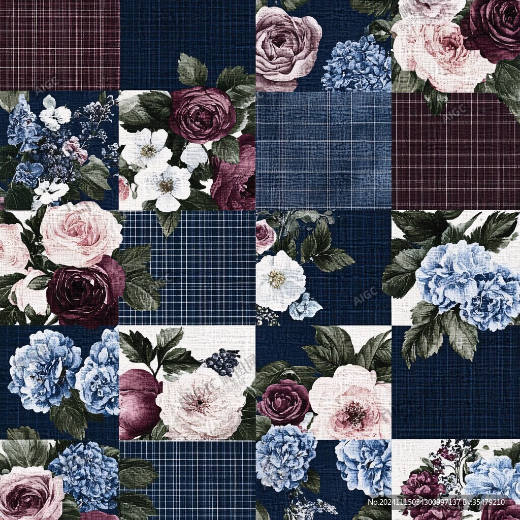 花朵纹理布匹格子色块