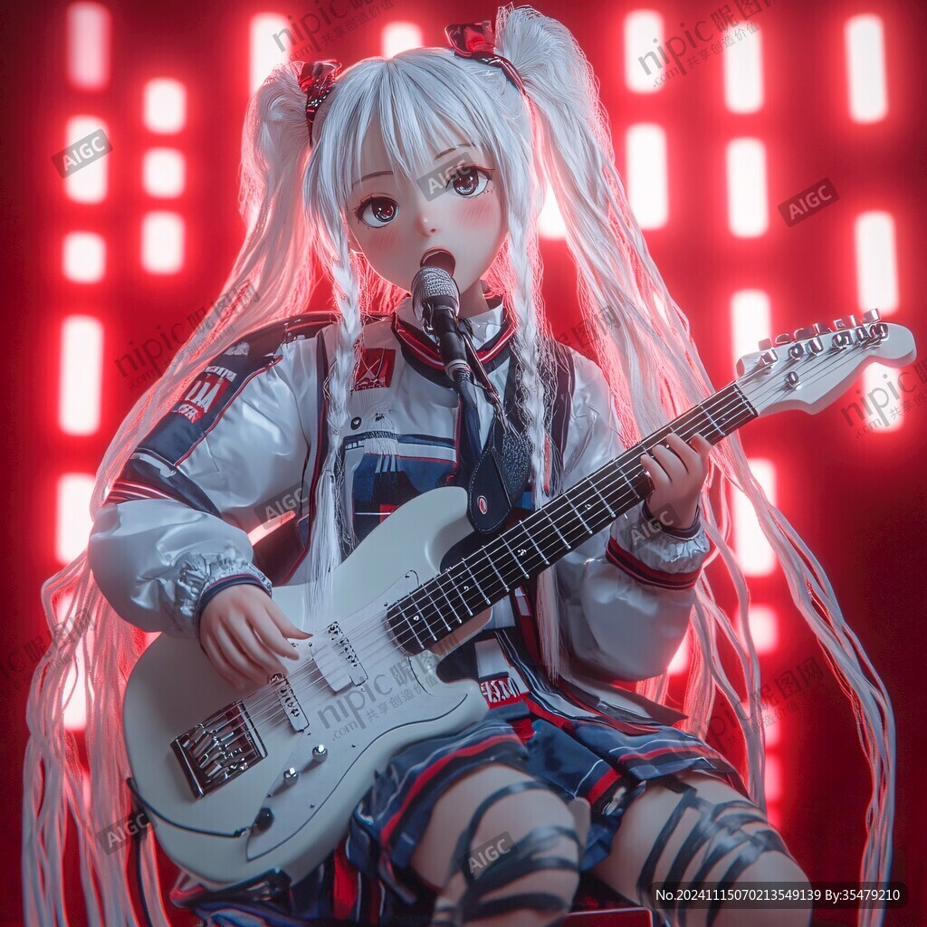 弹吉他个性女孩