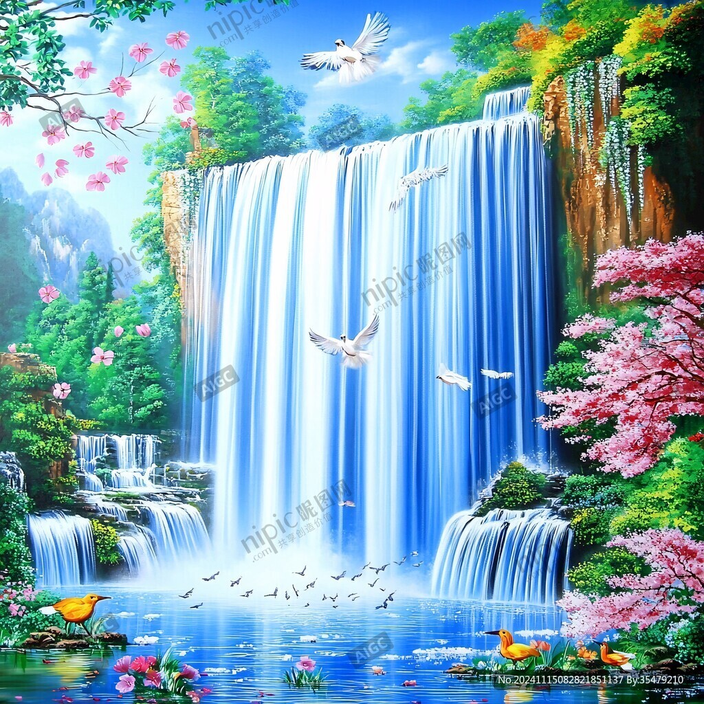 流水生财风景画