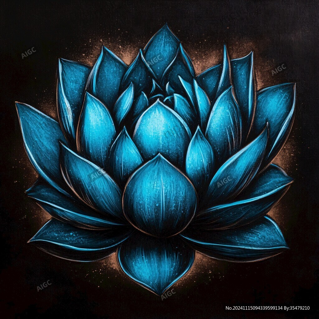 手绘金属质感荷花