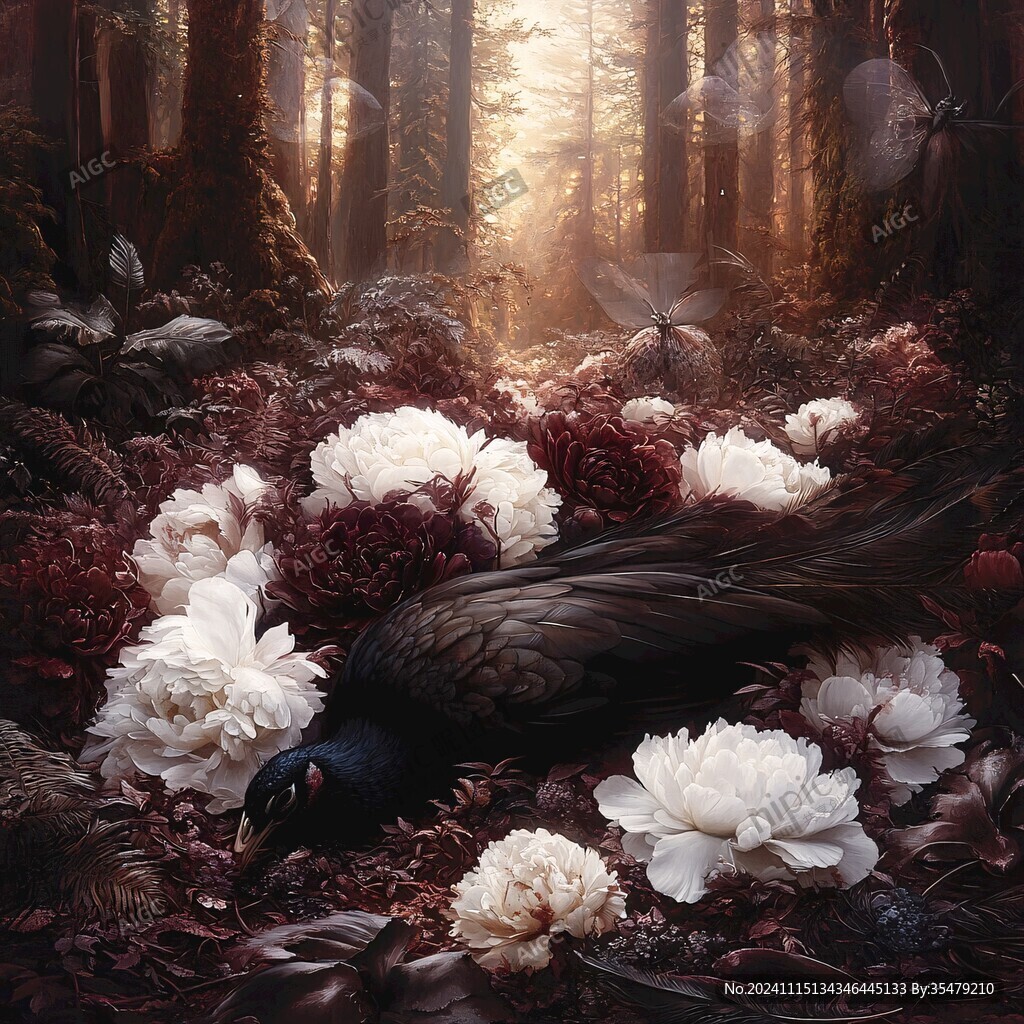 3d立体孔雀花鸟