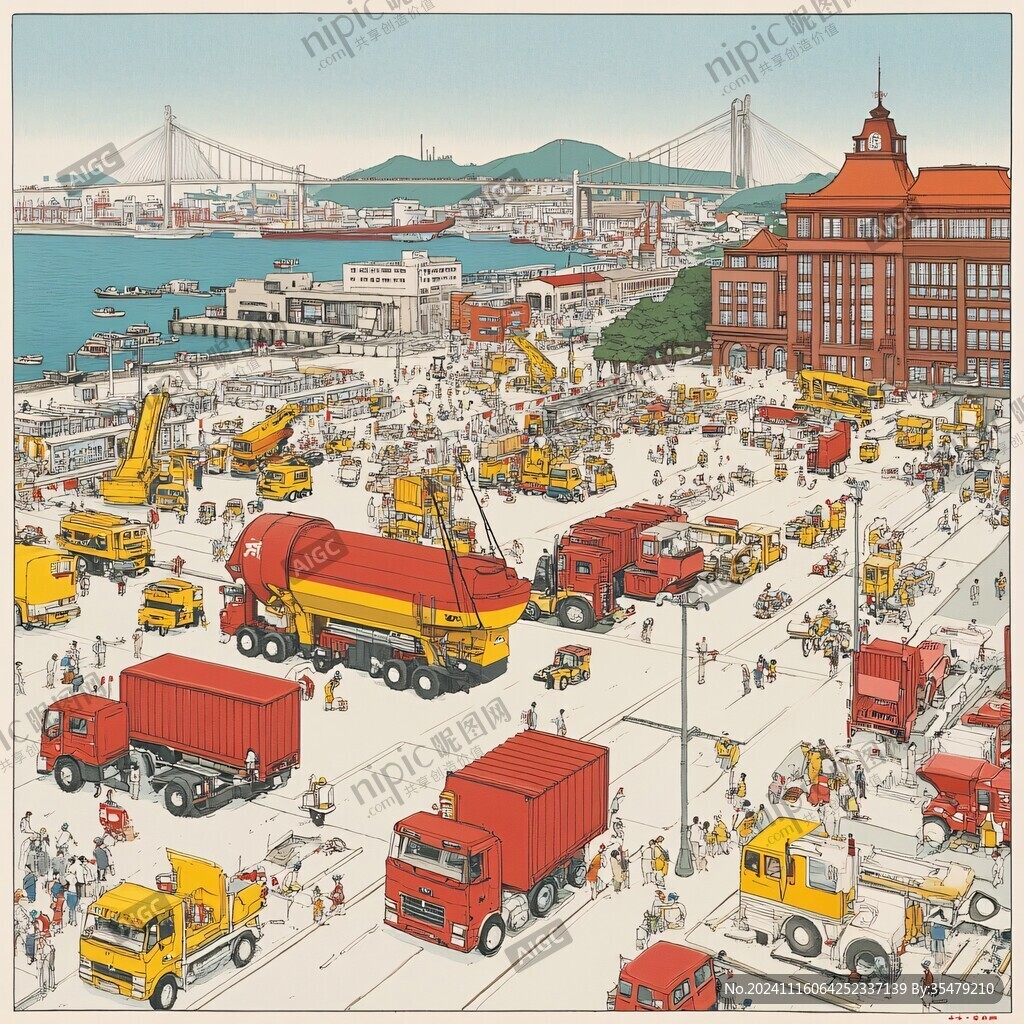 港珠澳插画彩绘手绘