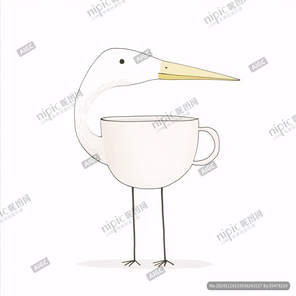 原创卡通白鹤形象