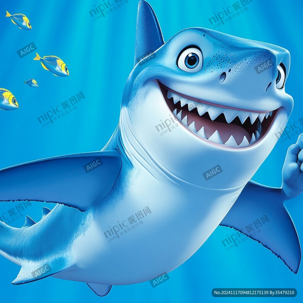 卡通鲨鱼立体画