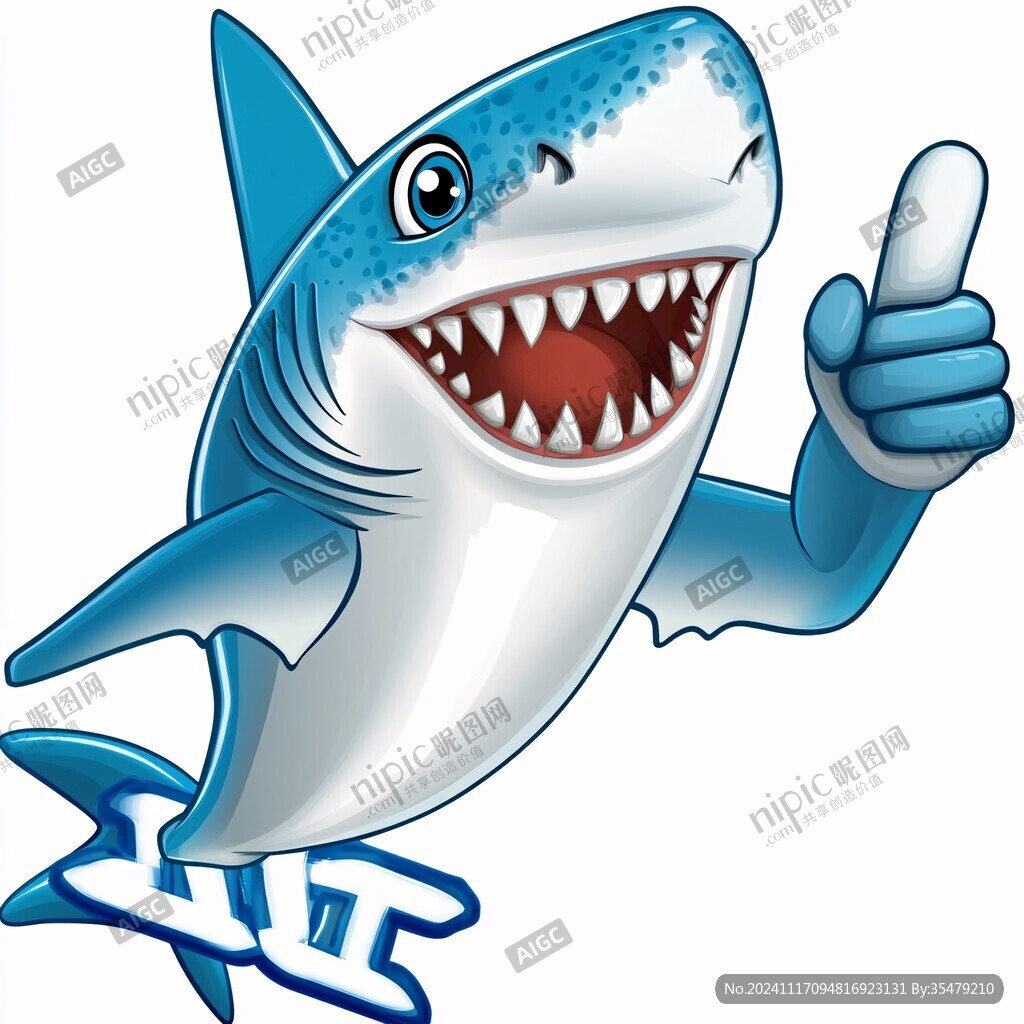 卡通鲨鱼立体画