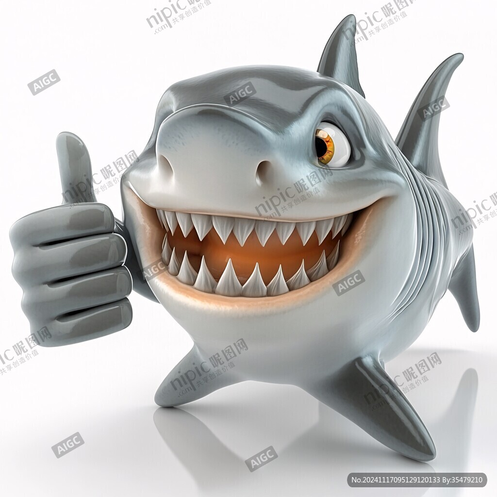 卡通鲨鱼立体画