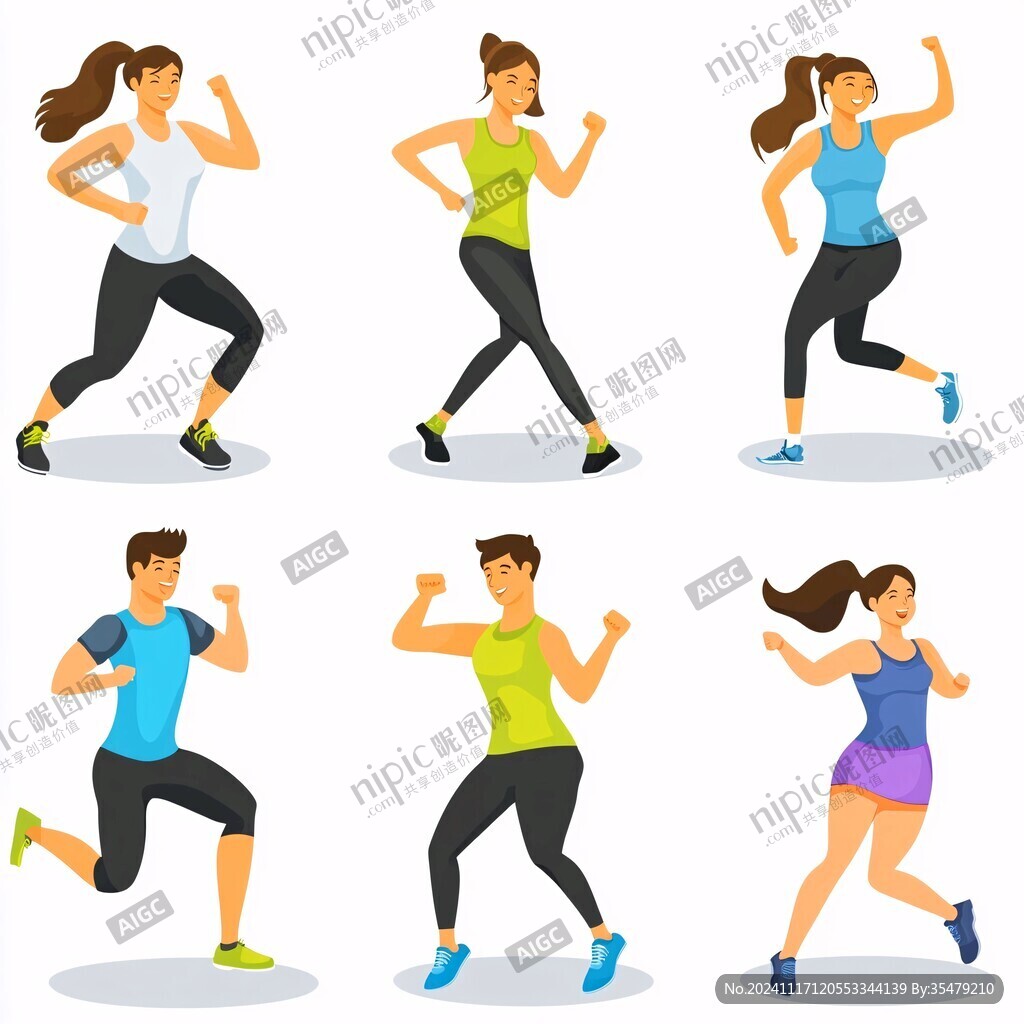 健身人物扁平画