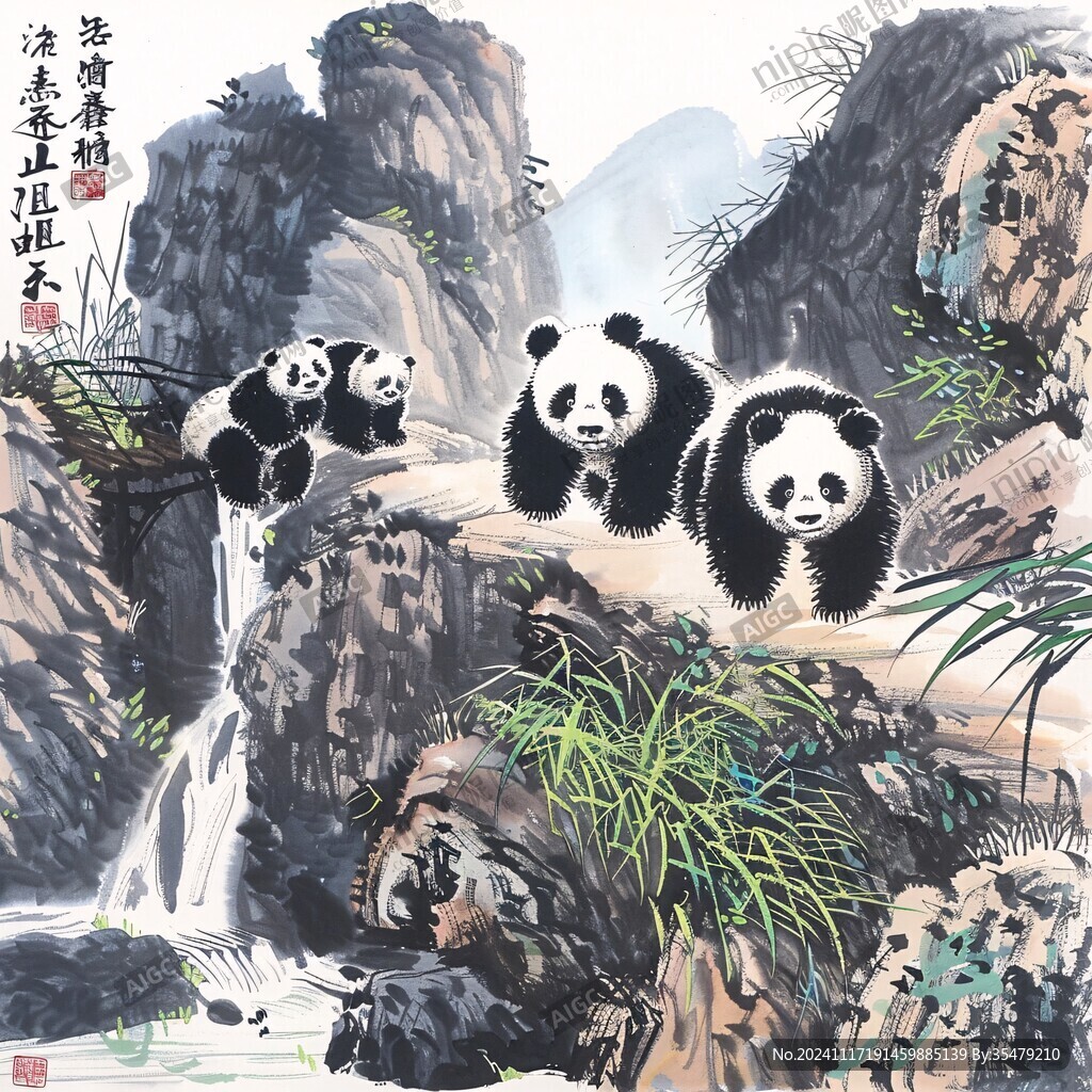 艺术画大熊猫