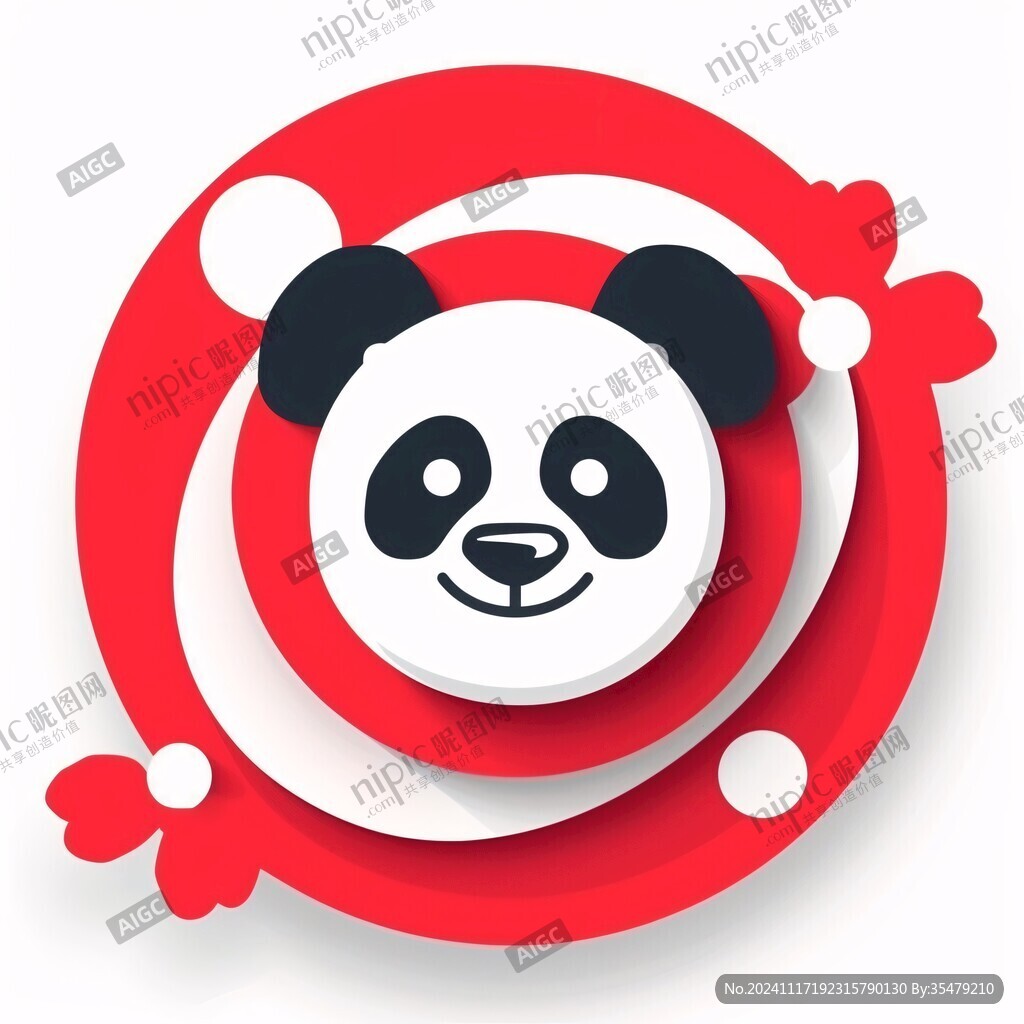 熊猫圆形插画