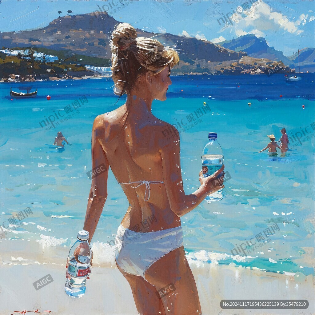 海滩比基尼女孩装饰画