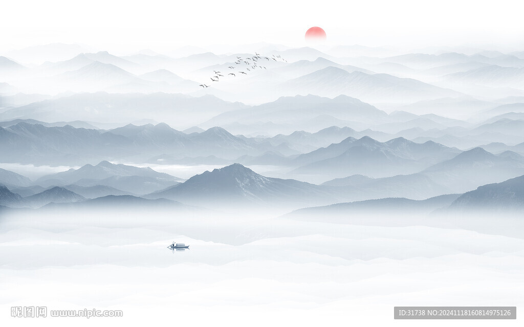 意境水墨山水画