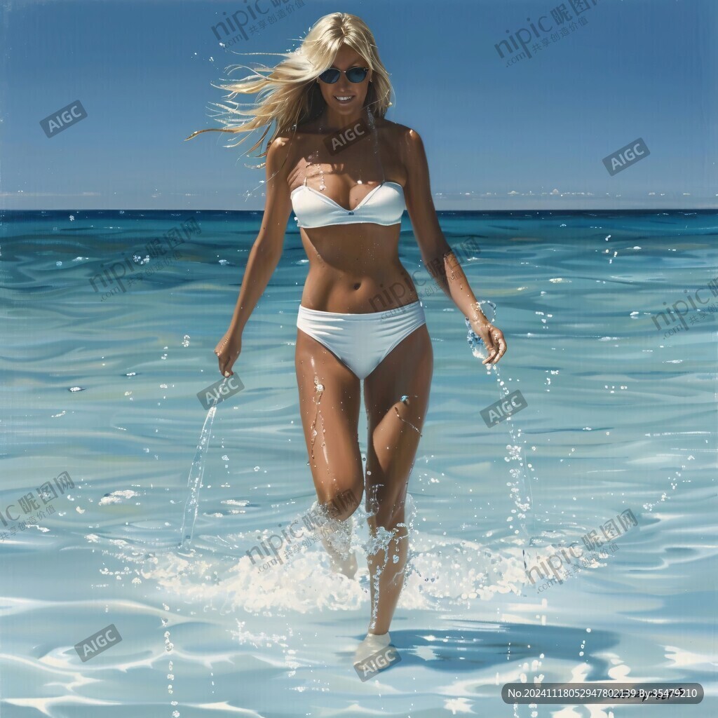 海滩比基尼女孩装饰画