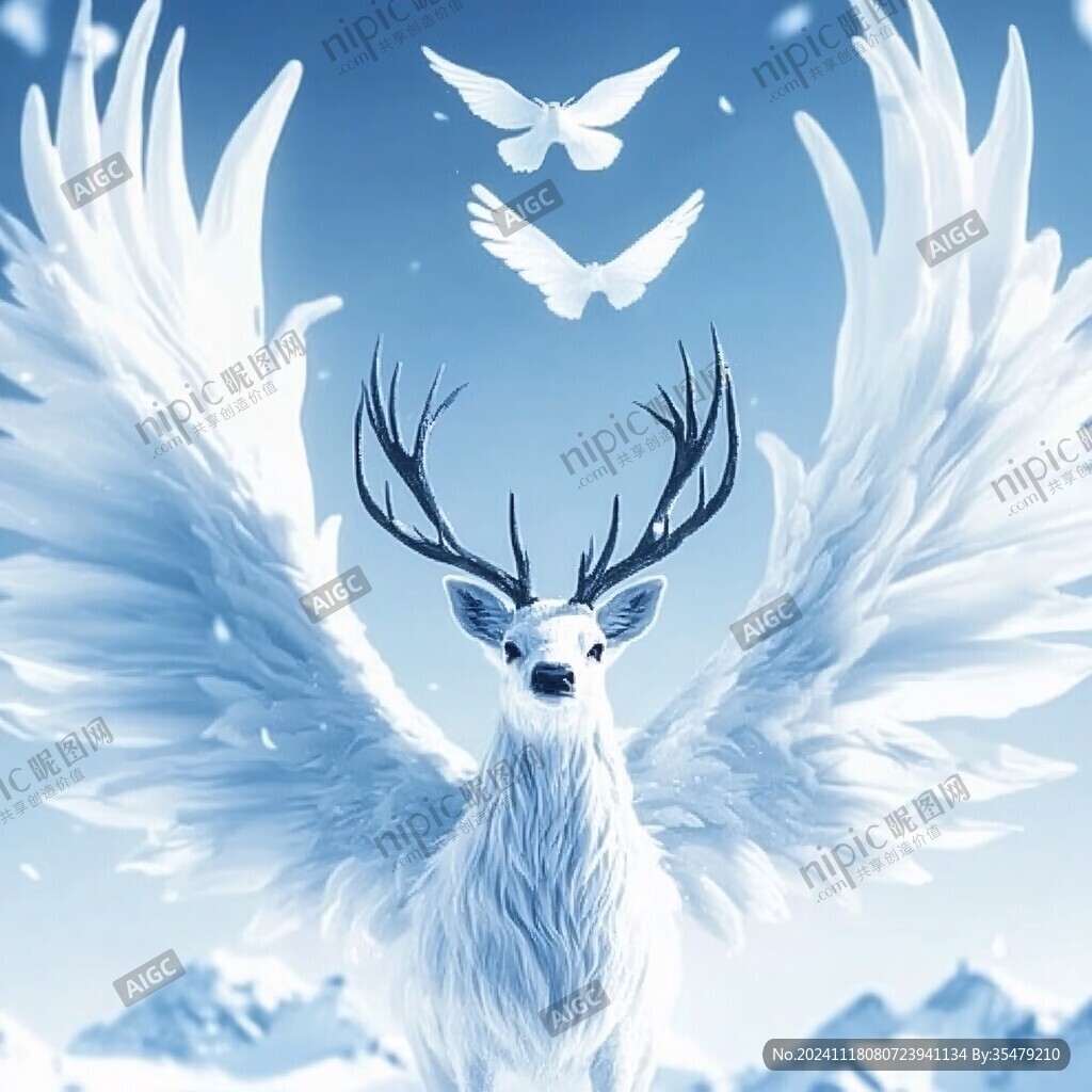 3d麋鹿飞鸟装饰画