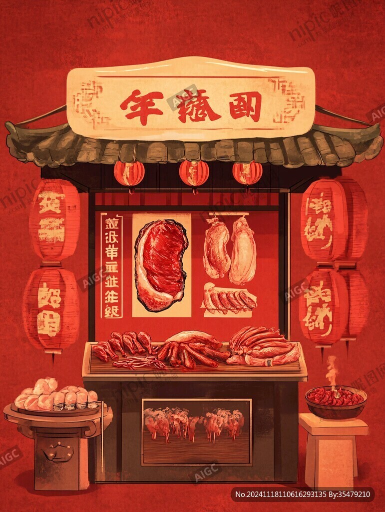 腌卤店插画