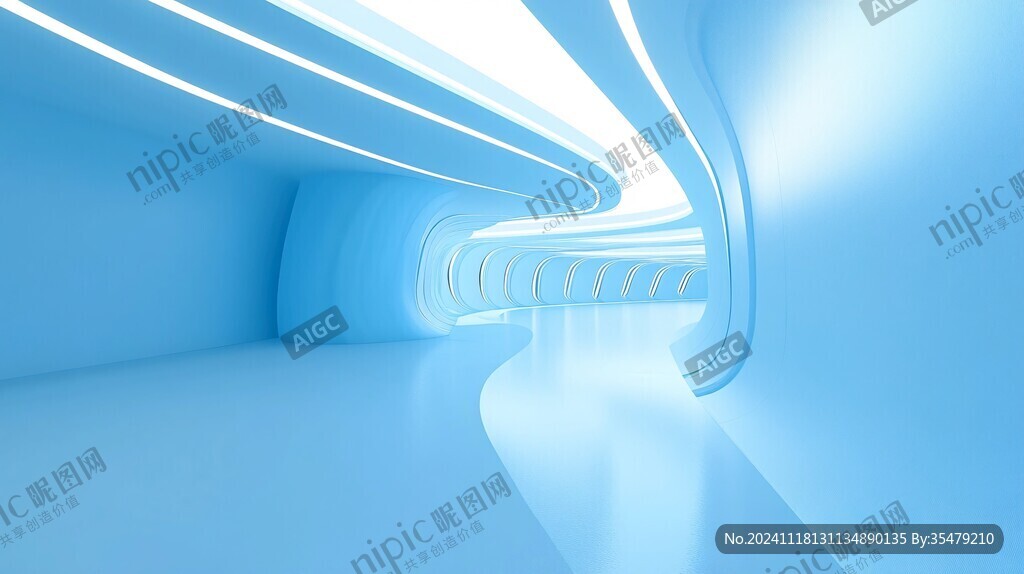 建筑设计蓝色的房间