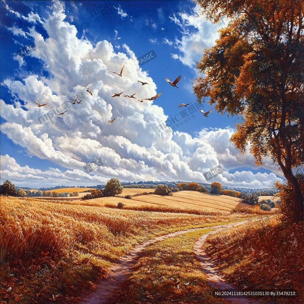 秋高气爽风景画