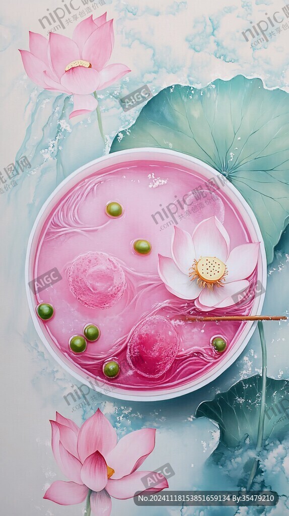 3d荷花鲤鱼圆形画