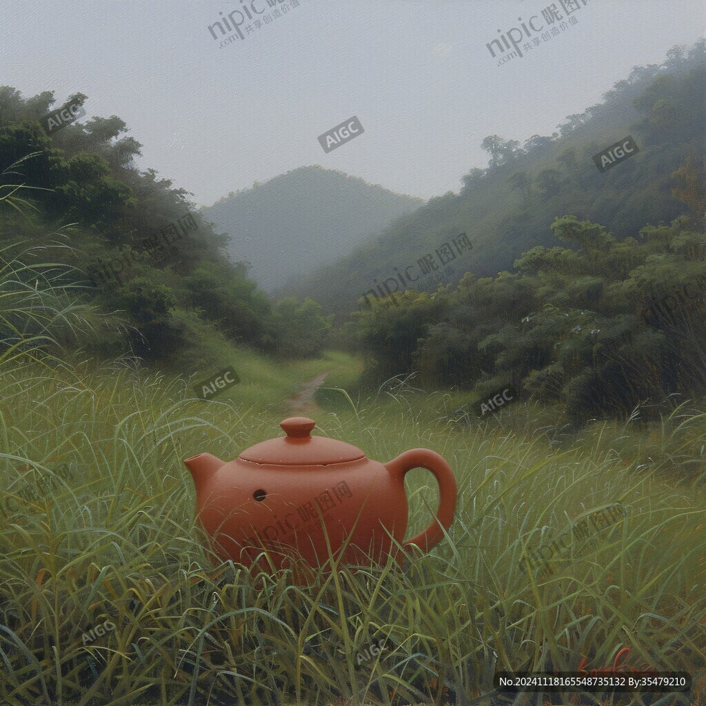 雨中烹茶园景题诗茶壶