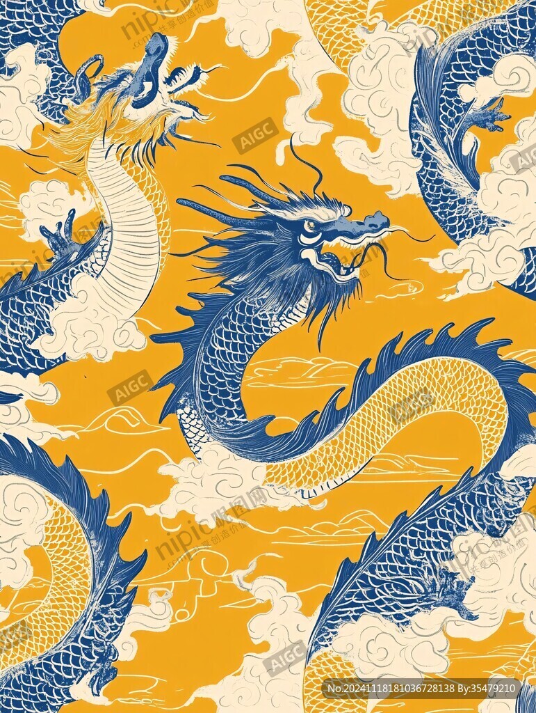 黄色龙纹底色