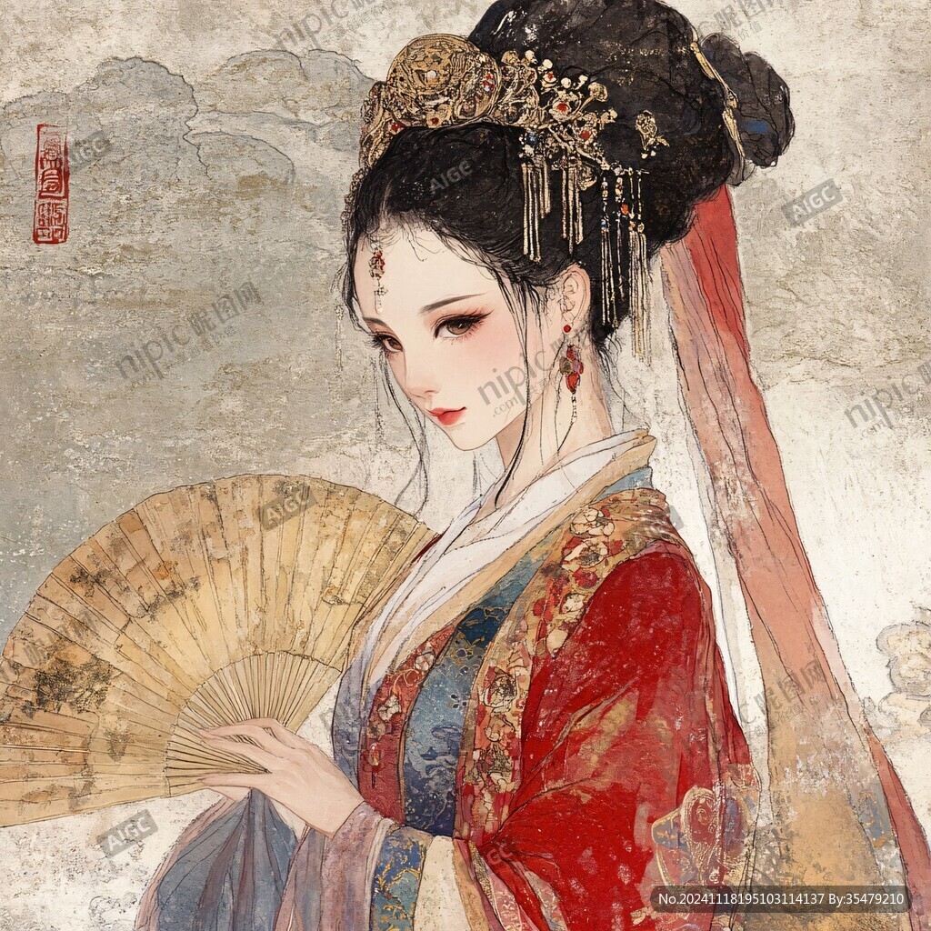 古风美女头像插画封面