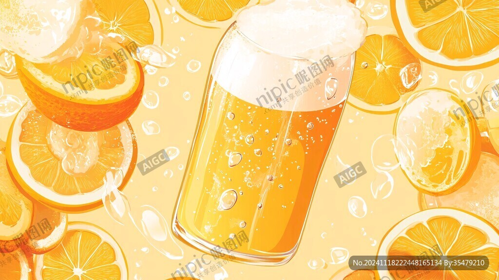 手绘橙汁包装插画