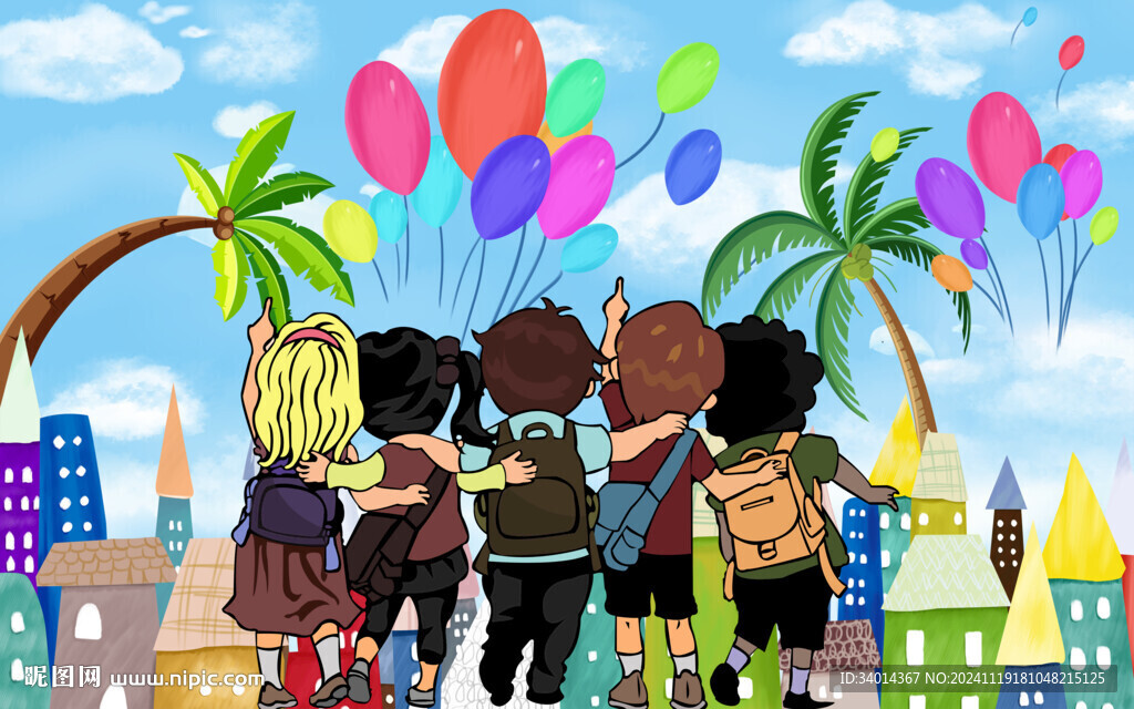 卡通毕业季背景墙