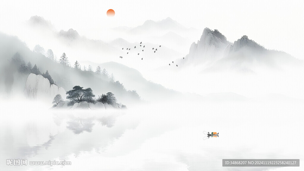 空灵意境水墨画