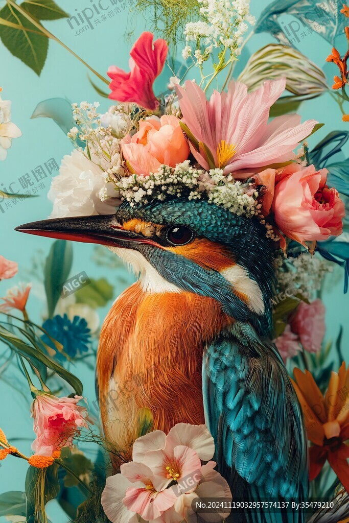 欧美风格鸟花卉